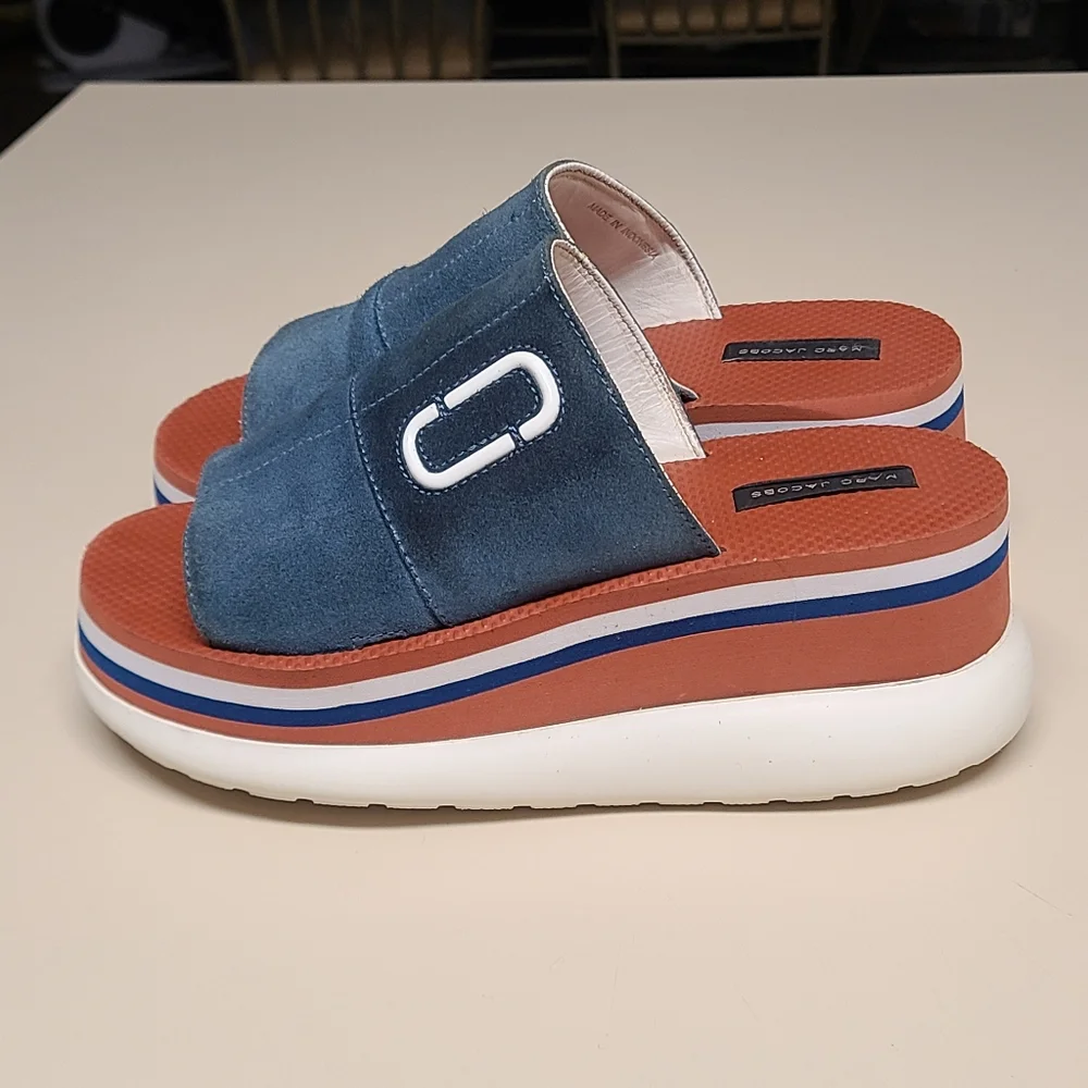 Marc Jacob's Lex Suede chunky platform sport slide size 38 - Picture 5 of 10